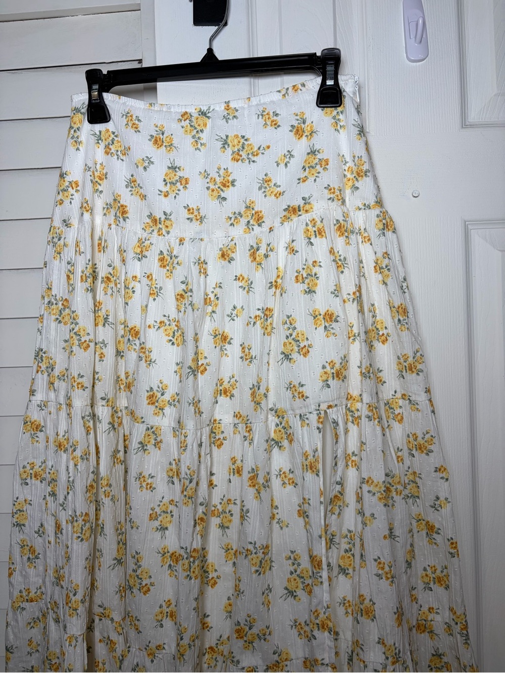 Altar'd State Yellow Floral Tiered Maxi Skirt Cotton Boho Eyelet White S - Picture 5 of 16
